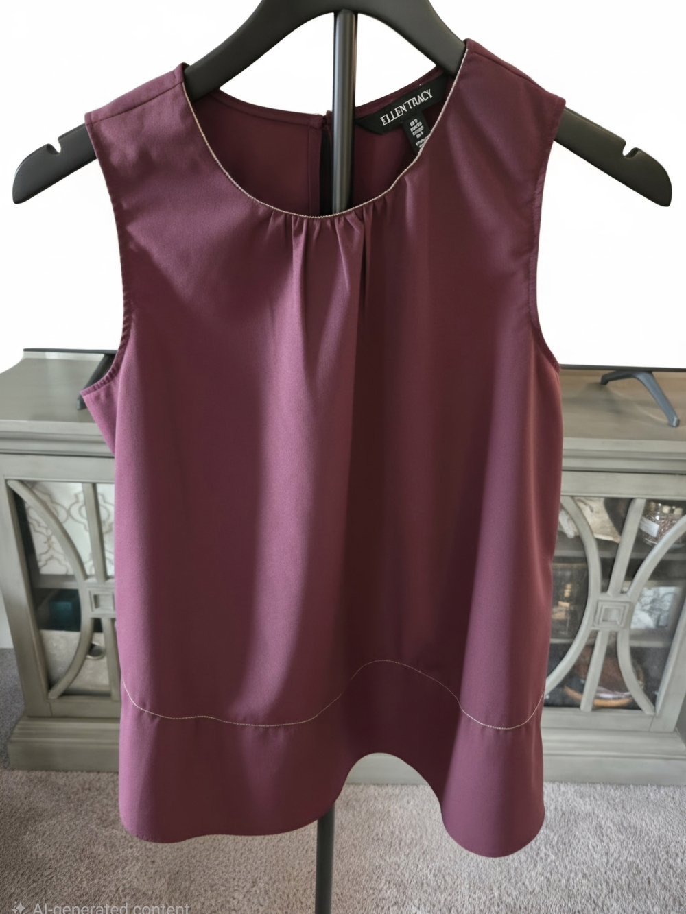 Ellen Tracy Sleeveless Shell Top in Burgundy Plum